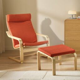 Argos Home Bentwood Fabric Armchair & Footstool - Rust - thumbnail 1