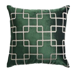 Habitat Geo Velvet Jacquard Cushion - Green - 43x43cm - thumbnail 2