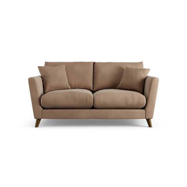 Habitat Lomond Velvet 2 Seater Sofa - Latte - Dark Leg - image 1