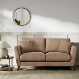 Habitat Lomond Velvet 2 Seater Sofa - Latte - Dark Leg - thumbnail 2