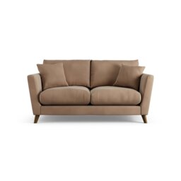 Habitat Lomond Velvet 2 Seater Sofa - Latte - Dark Leg - thumbnail 1