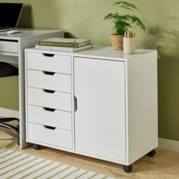 Argos Home 5 Drawers 1 Door Filing Cabinet - White - thumbnail 1