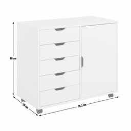 Argos Home 5 Drawers 1 Door Filing Cabinet - White - thumbnail 2