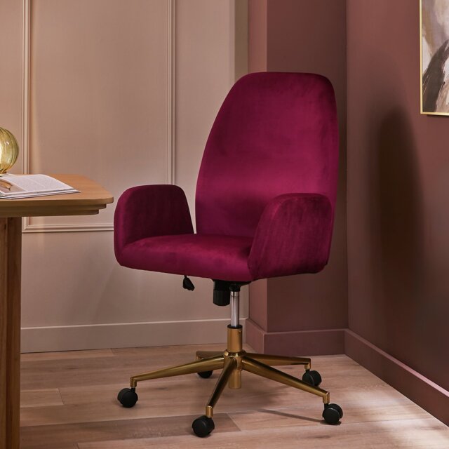Habitat Clarice Velvet Office Chair - Burgundy - image 1
