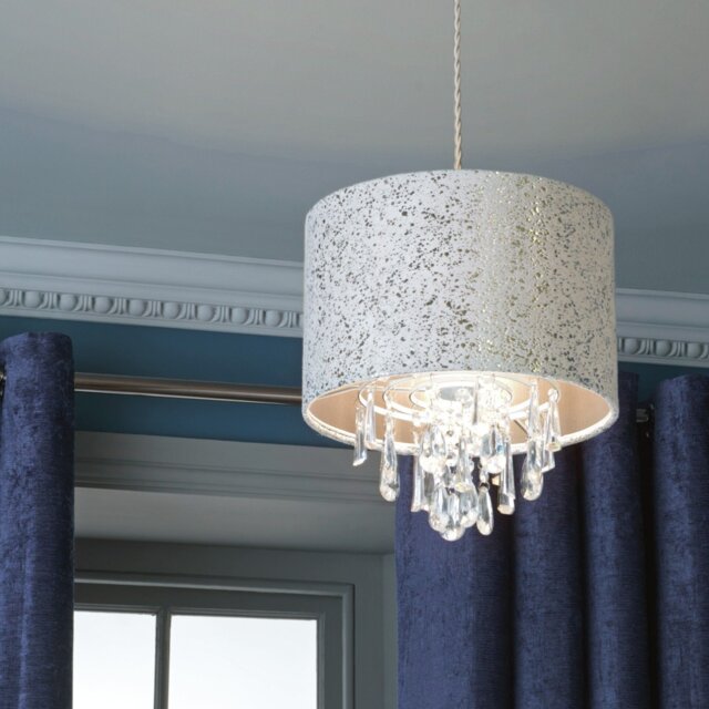 Argos Home Silver Suede Beaded Lampshade - 30cm - image 1