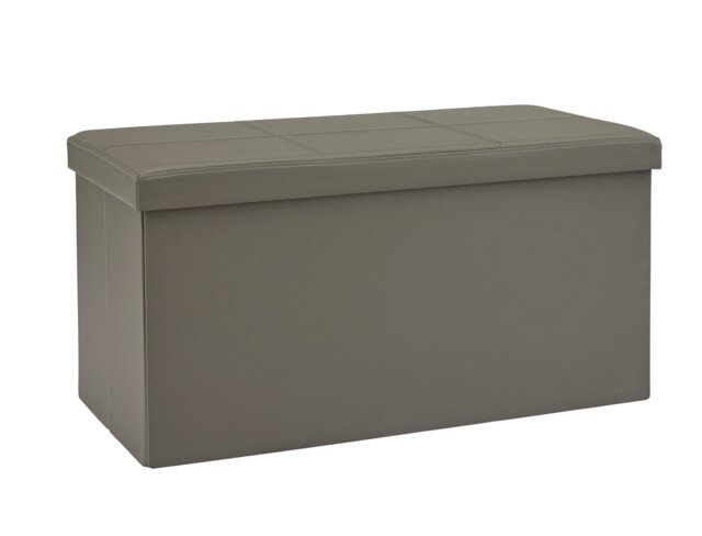 Argos Home Large Faux Leather Ottoman - Grey - image 1