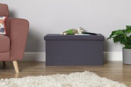 Argos Home Large Faux Leather Ottoman - Grey - thumbnail 2