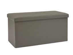 Argos Home Large Faux Leather Ottoman - Grey - thumbnail 1