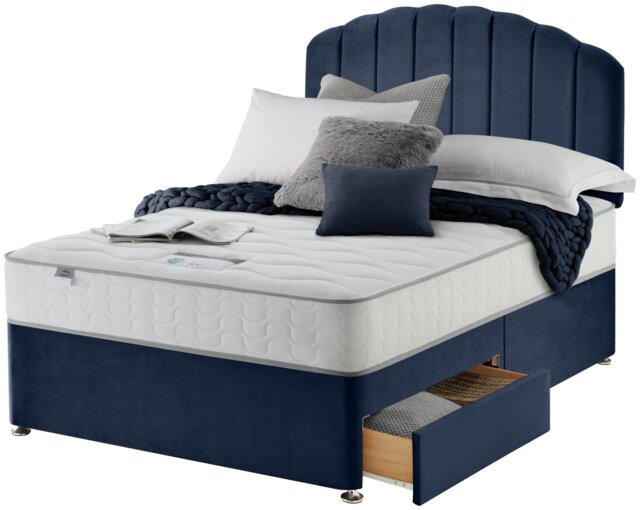 Silentnight Middleton Double 2 Drawer Divan Bed - Blue - image 1