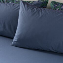 Habitat x Morris & Co. Cotton Indigo Fitted Sheet - Single - thumbnail 1