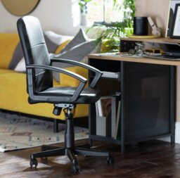 Argos Home Brixham Faux Leather Office Chair - Black - thumbnail 2