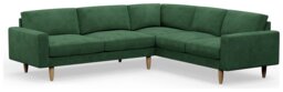 Hutch Velvet Block Arm 6 Seater Corner Sofa - Sage Green - thumbnail 1