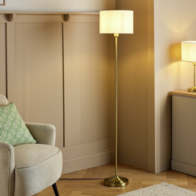 Argos Home Carla Stick Floor Lamp - White & Brass - image 1