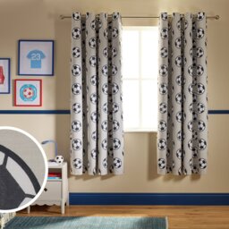 Argos Home Kids Football Print Blackout Eyelet Curtains - Grey - 168x183cm