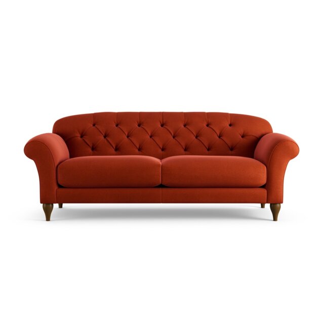 Habitat Brooker Velvet 4 Seater Sofa - Orange - Dark Leg