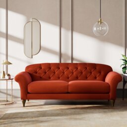 Habitat Brooker Velvet 4 Seater Sofa - Orange - Dark Leg - thumbnail 2