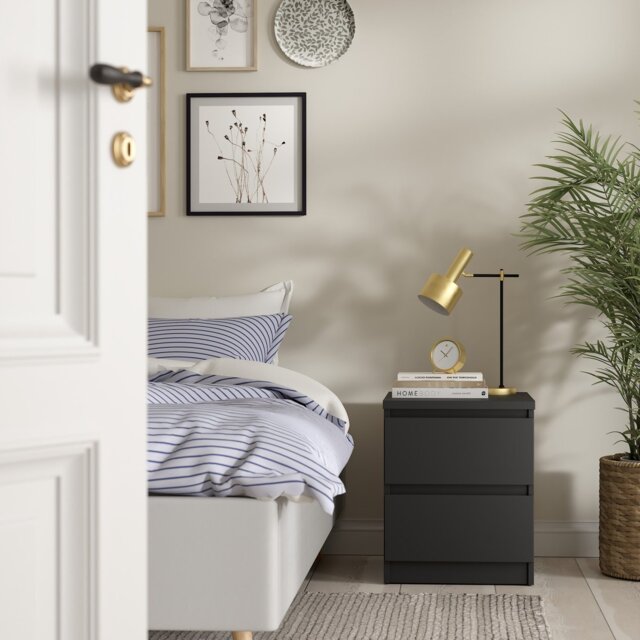 Furniture To Go Naia 2 Drawers Bedside Table - Black - image 1