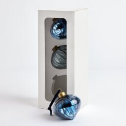 Habitat Pack of 3 Glass Christmas Baubles - Navy Blue - thumbnail 2