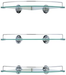 Argos Home Glass Bathroom Corner Storage Shelves x3 - Chrome - thumbnail 1