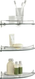 Argos Home Glass Bathroom Corner Storage Shelves x3 - Chrome - thumbnail 2