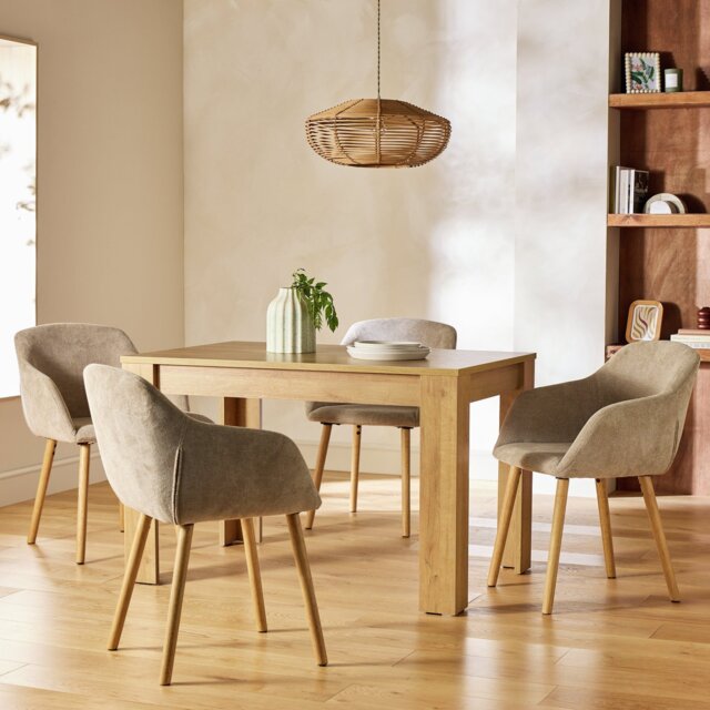 Argos Home Miami Oak Dining Table & 4 Natural Chairs - image 1