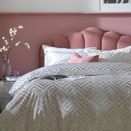 Habitat Geo Velvet Silver Bedding Set - Single - thumbnail 1