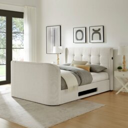 Koble Wafer Kingsize Smart TV Bed - Cream - thumbnail 1