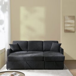 Habitat Reagan Right Hand Storage Corner Chaise Sofa Bed - Charcoal - thumbnail 2