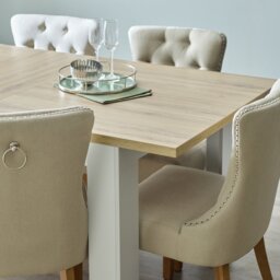 Argos Home Preston Extend Grey Dining Table & 6 Beige Chairs - thumbnail 2