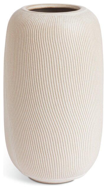 Habitat Large Ribbed Ceramic Vase - Natural - image 1
