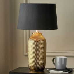 Pacific Nova Ceramic Textured Table Lamp - Gold & Black - thumbnail 1