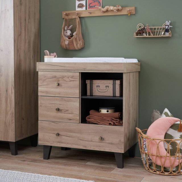 Tutti Bambini Como 3 Drawer Chest Changing Unit - Oak & Grey - image 1