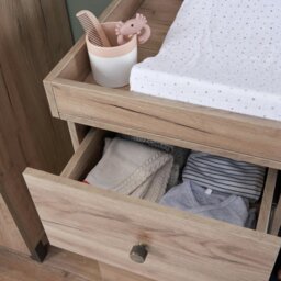 Tutti Bambini Como 3 Drawer Chest Changing Unit - Oak & Grey - thumbnail 2