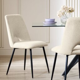 Argos Home Vance Pair of Fabric Dining Chairs - Cream - thumbnail 1