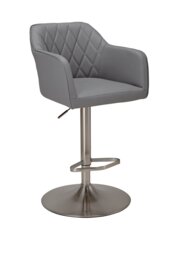 Argos Home Ellington Quilted Faux Leather Bar Stool - Grey - thumbnail 1
