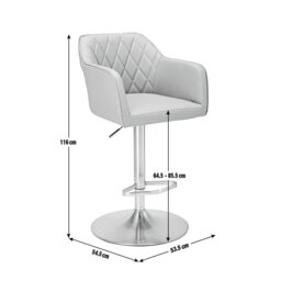 Argos Home Ellington Quilted Faux Leather Bar Stool - Grey - thumbnail 2