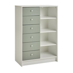 Argos Home Malibu Kids 6 Drawer Chest - Sage Green & White - thumbnail 1
