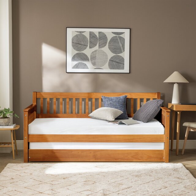 Argos Home Aspley Trundle Day Bed with 2 Mattresses- Oak - image 1