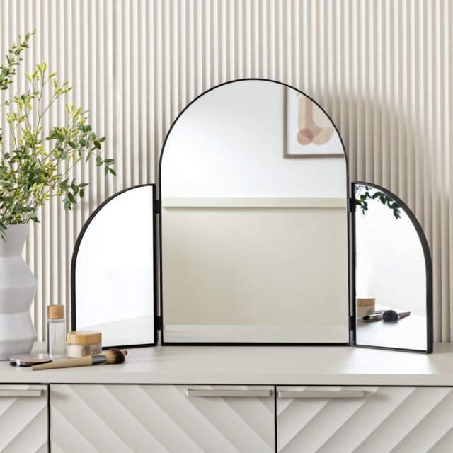 Habitat Black Folding Arch Dressing Table Mirror - 70x50cm - image 1