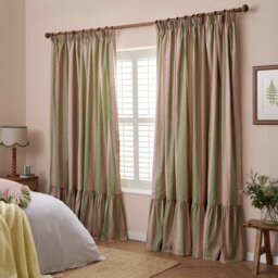 Wylder Birdie Stripe Pencil Pleat Curtains - Pink & Green - 229x137cm - thumbnail 2