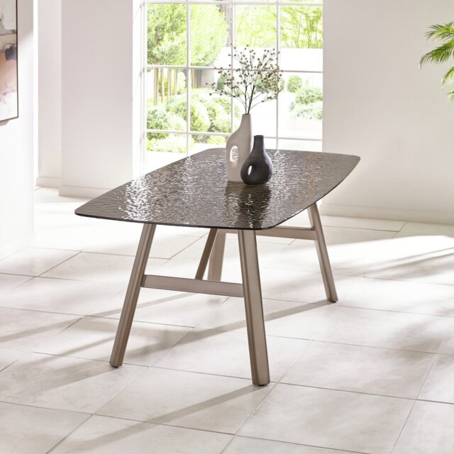 Julian Bowen Callisto Glass 6 Seater Dining Table - Taupe - image 1