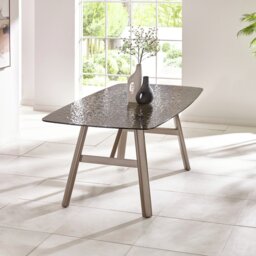 Julian Bowen Callisto Glass 6 Seater Dining Table - Taupe - thumbnail 1
