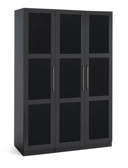 Habitat Hamburg 3 Door Glass Wardrobe -Dark Grey - image 1