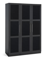Habitat Hamburg 3 Door Glass Wardrobe -Dark Grey - thumbnail 1