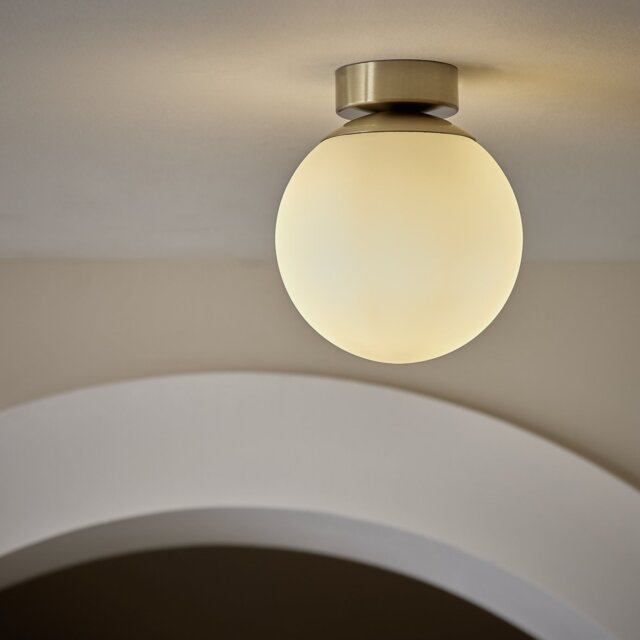 Habitat Opal Glass Bathroom Flush Ceiling Light - Brass - image 1