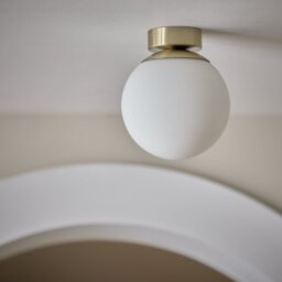 Habitat Opal Glass Bathroom Flush Ceiling Light - Brass - thumbnail 2