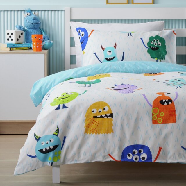Argos Home Monsters White Kids Bedding Set - Single - image 1