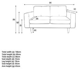 Hutch Fabric Block Arm 2 Seater Sofa - Aegean Blue - thumbnail 2