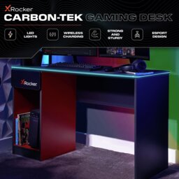 X Rocker Carbon Tek LED Gaming Desk - Red - thumbnail 2