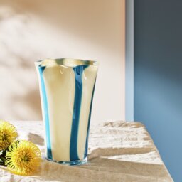Habitat Milk Glass Blue & White Handkerchief Stripe Vase